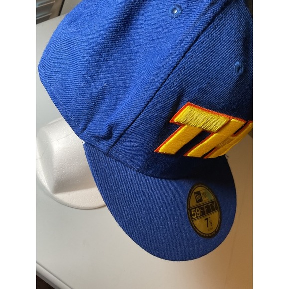 New Era THLA Fitted Hat Cap Palm Tree Blue Yellow Fitted Hat‎ Size 7 7/8 - Picture 4 of 9